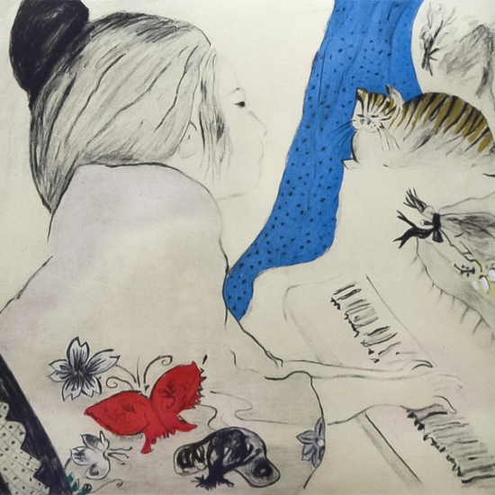 フジコ・ヘミングの絵画作品　タイトルは、ピアノ練習
